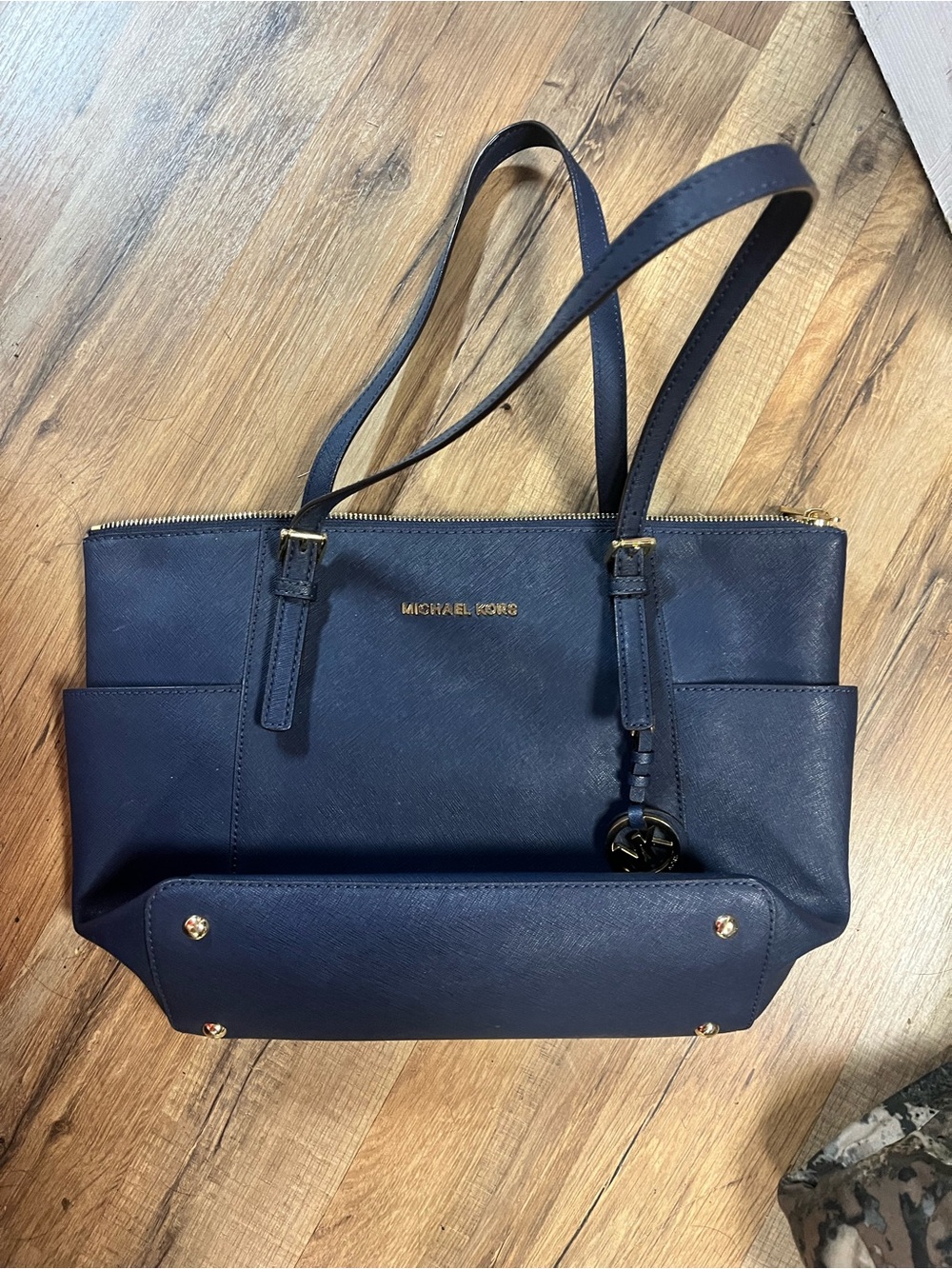 Michael Kors Navy Saffiano Leather Double-Handle Tote